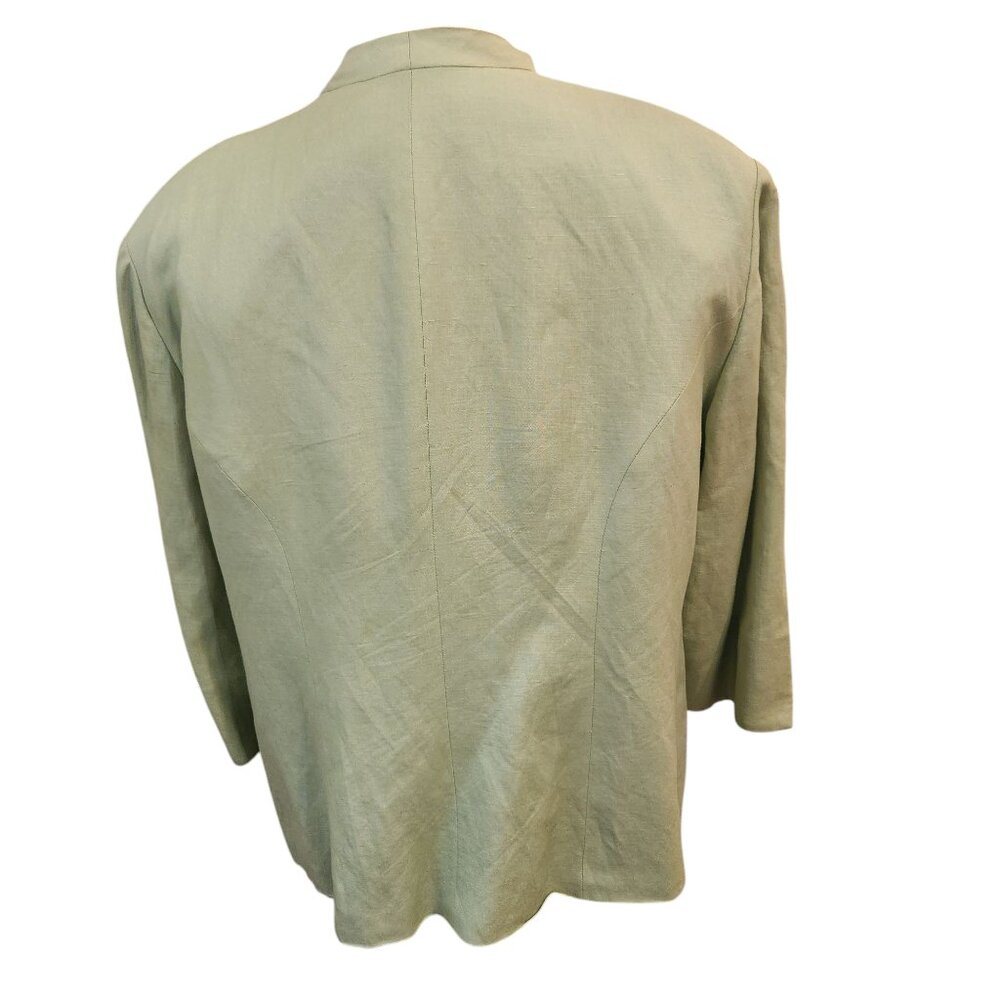 Beautiful Lime Green Jessica Howard Woman Embroidered Linen Blend Jacket Size 16 - Picture 9 of 14